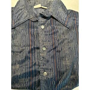 1970 PANATELA LEVI‎ Vintage Wildfire Disco Large Silky Print Collar Shirt Button